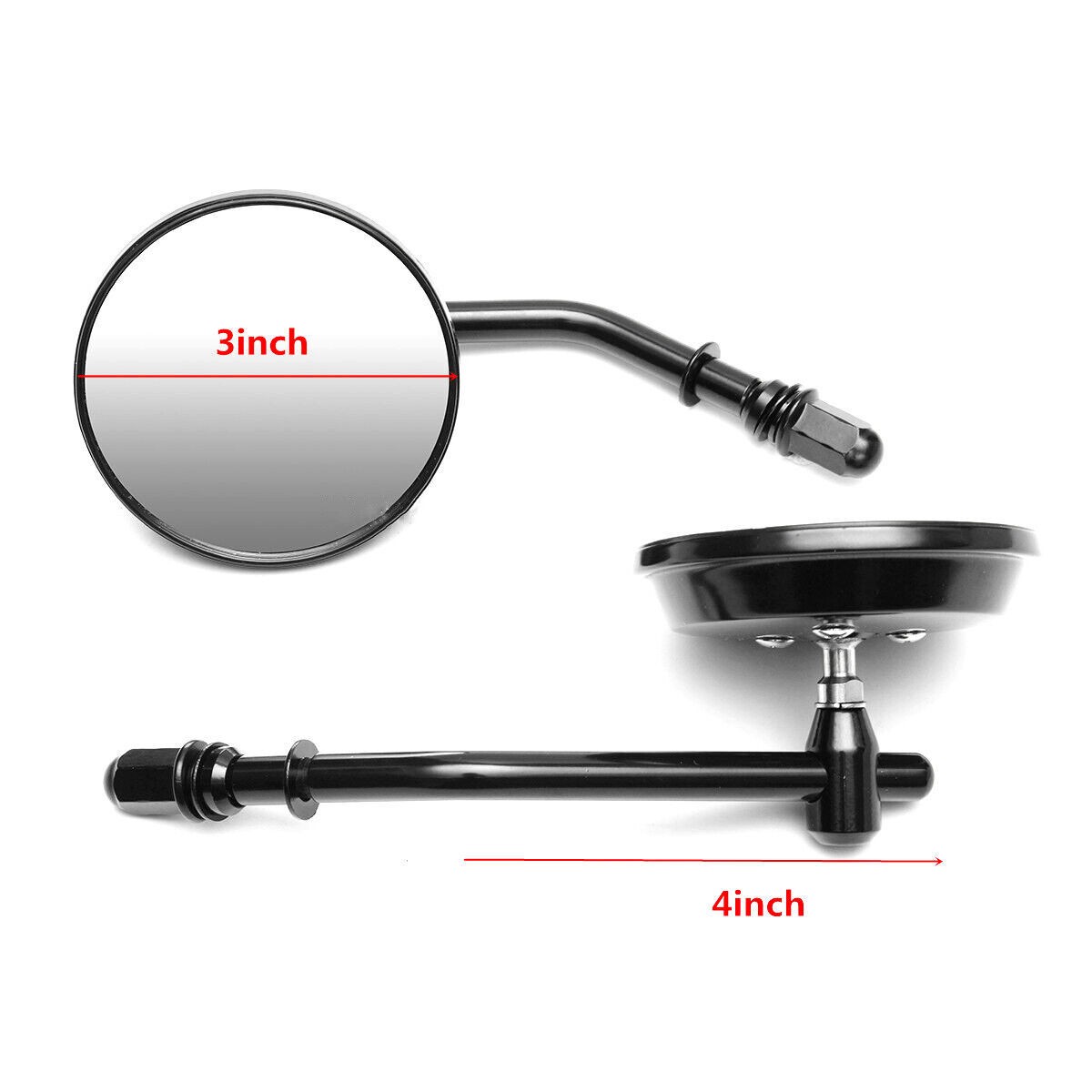 8mm Black Round Motorcycle Side Rear View Mirrors Rearview For Harley Davidson