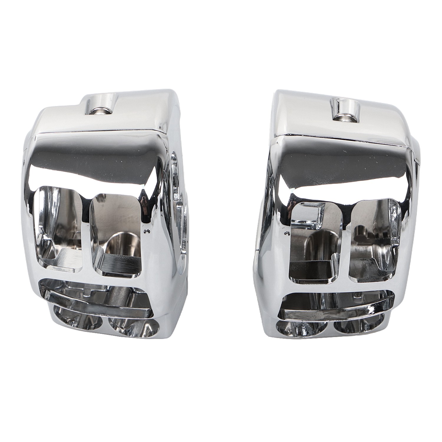 Chrome ABS Handlebar Control Switch Housing Cap Button Kit For Harley Road King