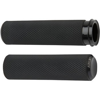 Arlen Ness 07-327 Black Fusion Knurled Hand Grips for Harley Electronic TBW