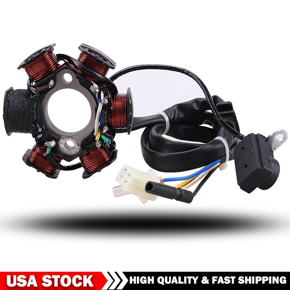 GY6 50cc 110cc 125cc 150cc Moped Scooter ATV Magneto Stator 6 Pole Coil 4 Wire