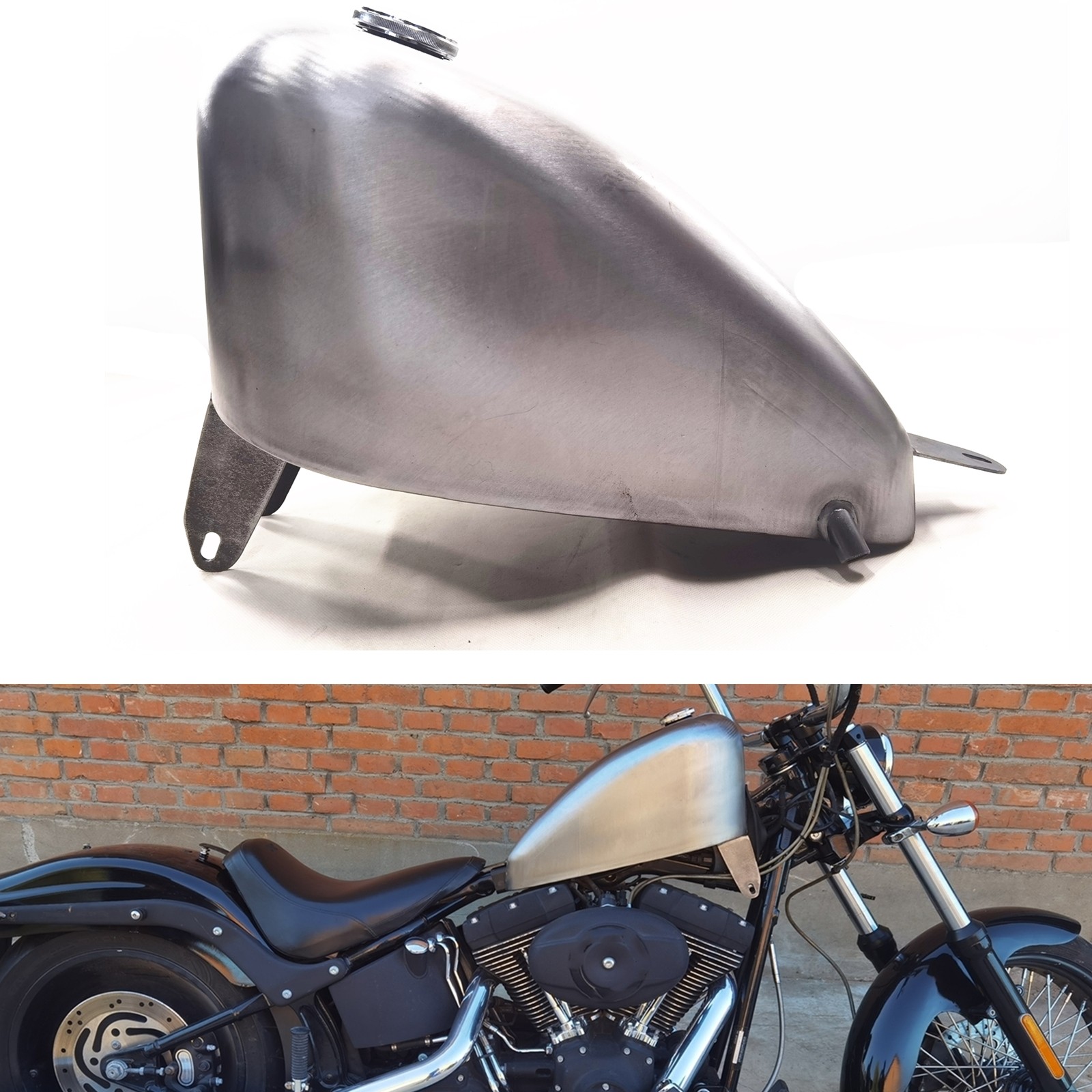 Unpainted Silver Motorcycle 12L Petrol Fuel Tank For Harley Softail Before 2006