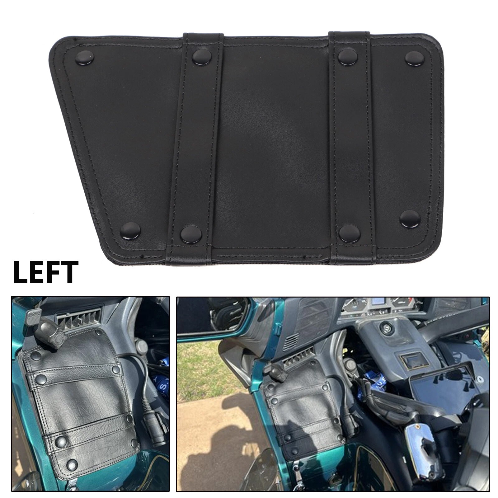 Motorcycle PU Leather Left Pocket Cover Lid For Honda Goldwing GL1500 1988-2000