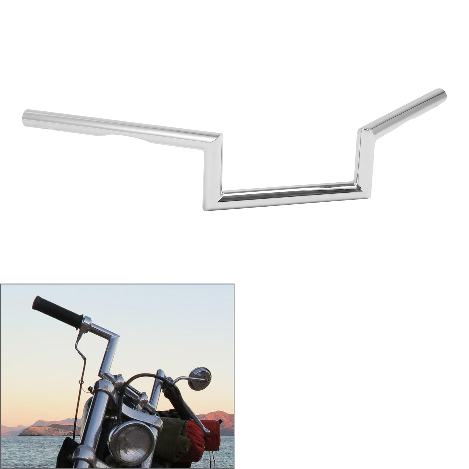 Chrome Handlebar 4″ Rise 60’s Dimpled Narrow Z-Bar Fits For Harley 1″Clamp New