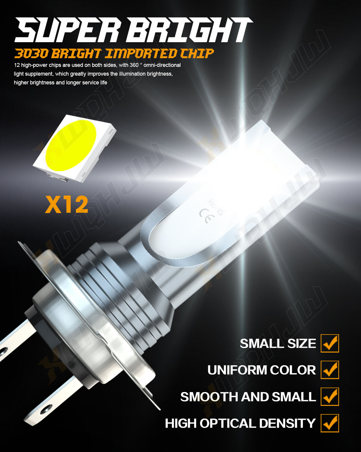 LED High/Low Beam Conversion Kit H7 XWQHJW Bulbs Super Bright White 6000K 2Pcs