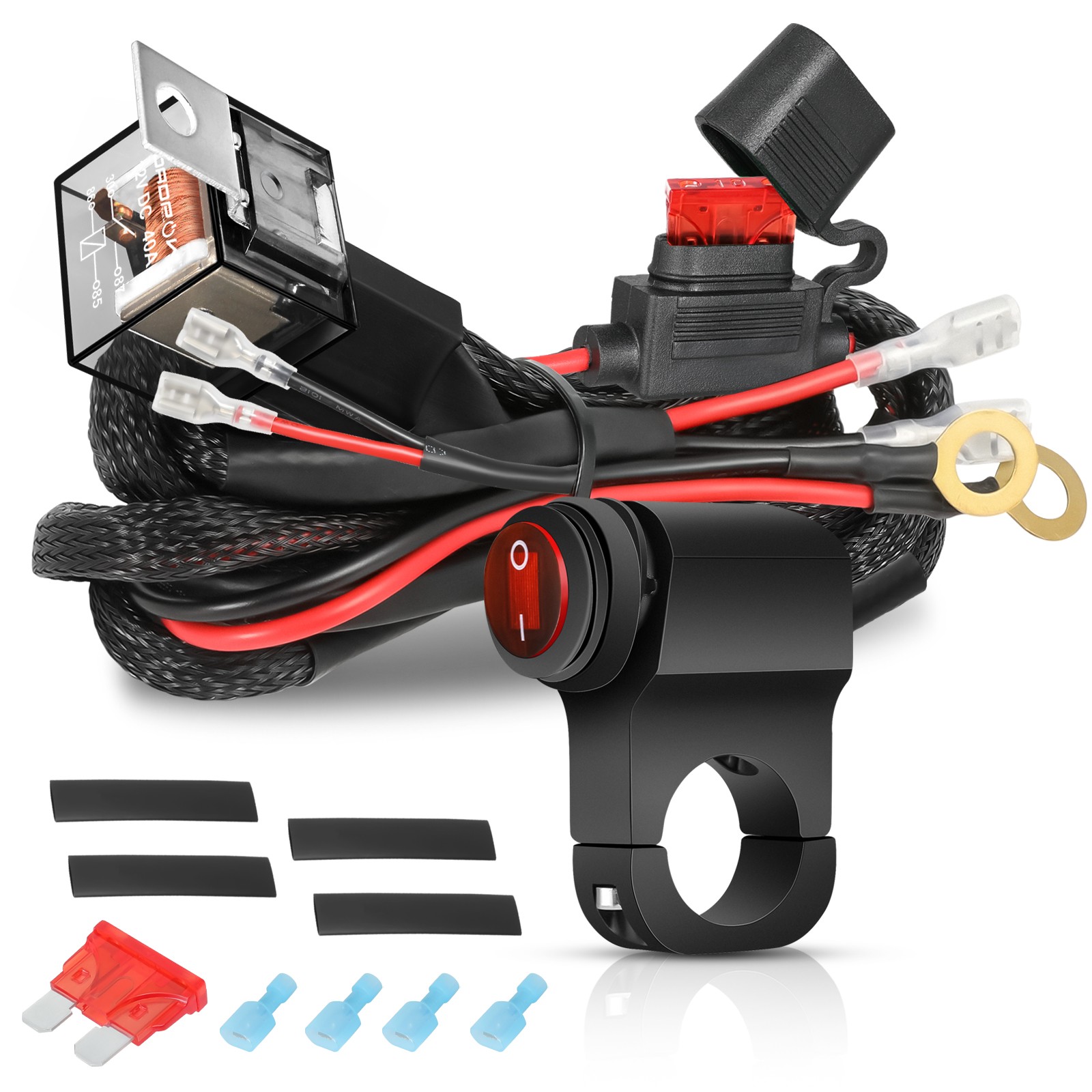 2-Way Motorcycle Wiring Harness Kit Handlebar Switch for LED Work Light ATV UTV