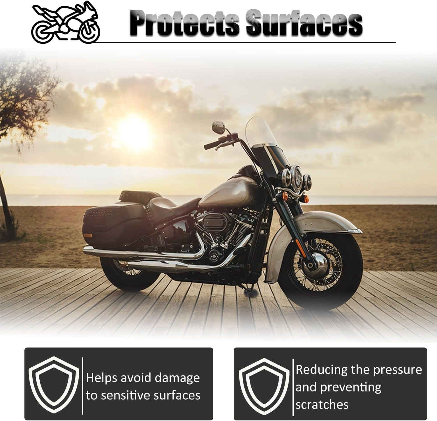 SUNPIE Motorcycle Kickstand Pad Stand Support Plate Black for All Motorcycle