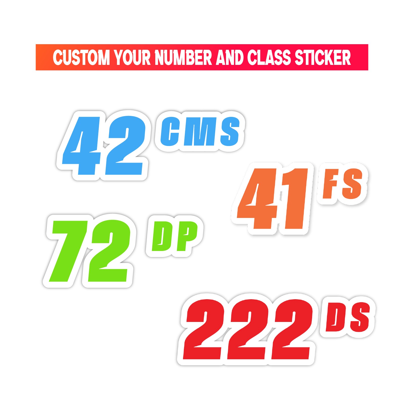 Custom SCCA Autocross Number Class Sticker Magnet Glossy Matte 02 White Outline