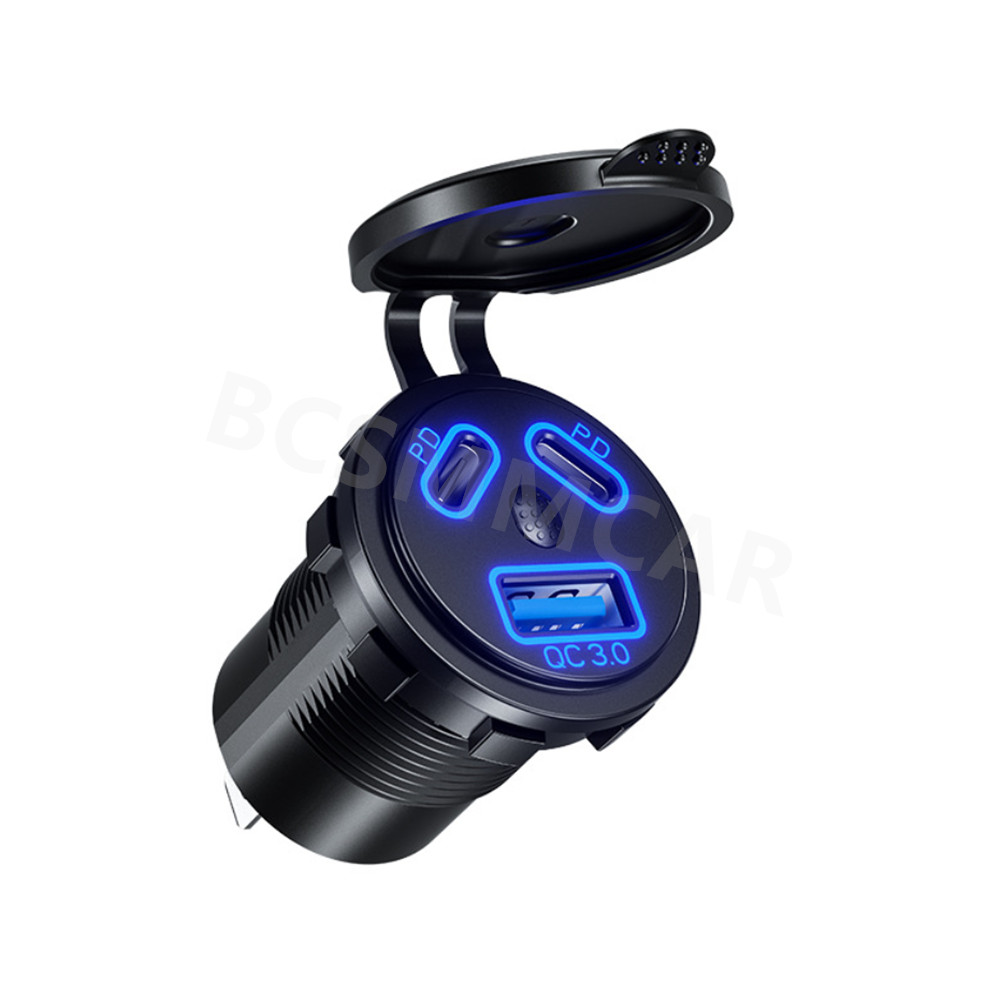 3 Ports Motorcycle Charger Socket Power Outlet Adapter W/Wire For Apple iPhone