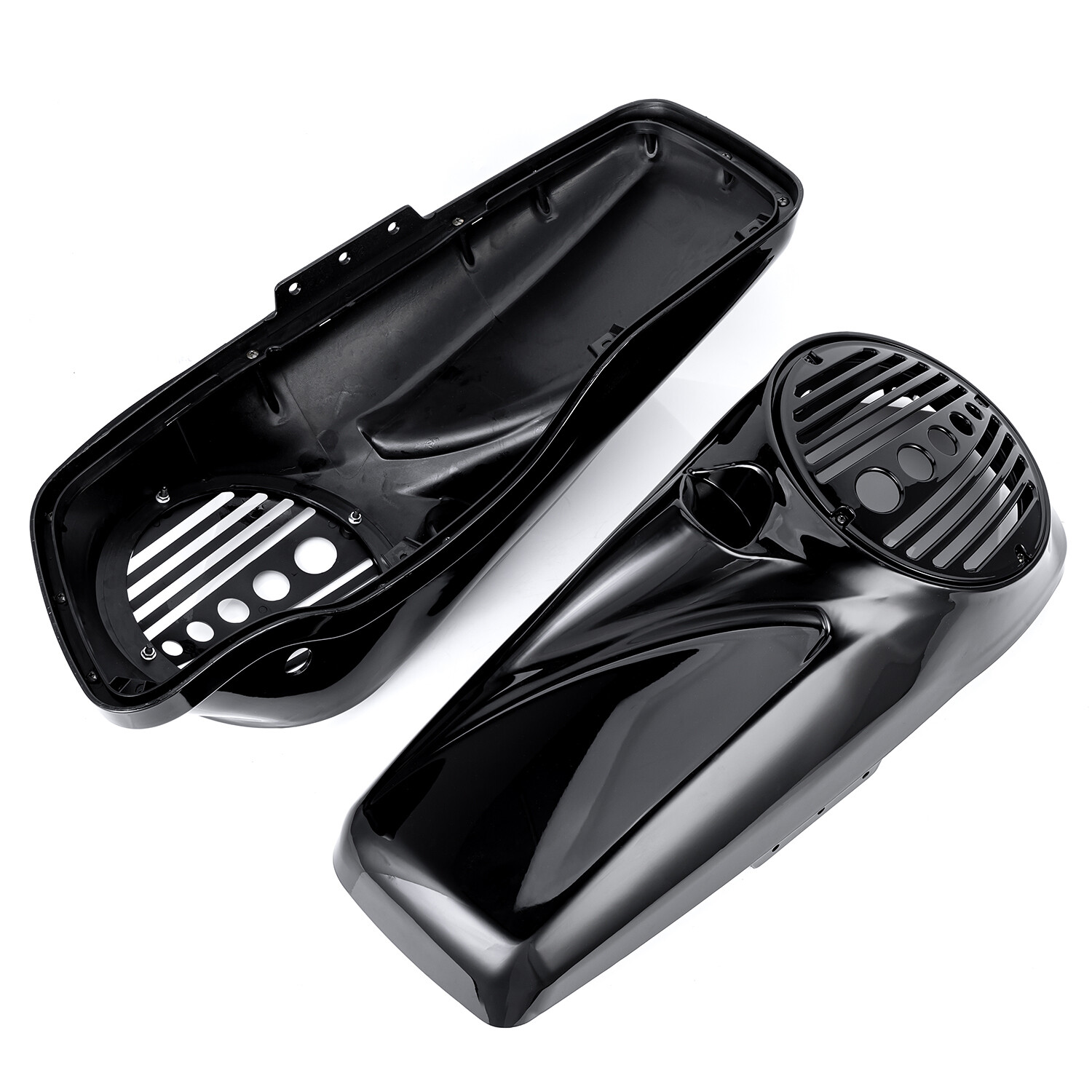 Vivid Black 8 inch Speaker Lids With Tweeter For Harley Touring 2014-2023 Models