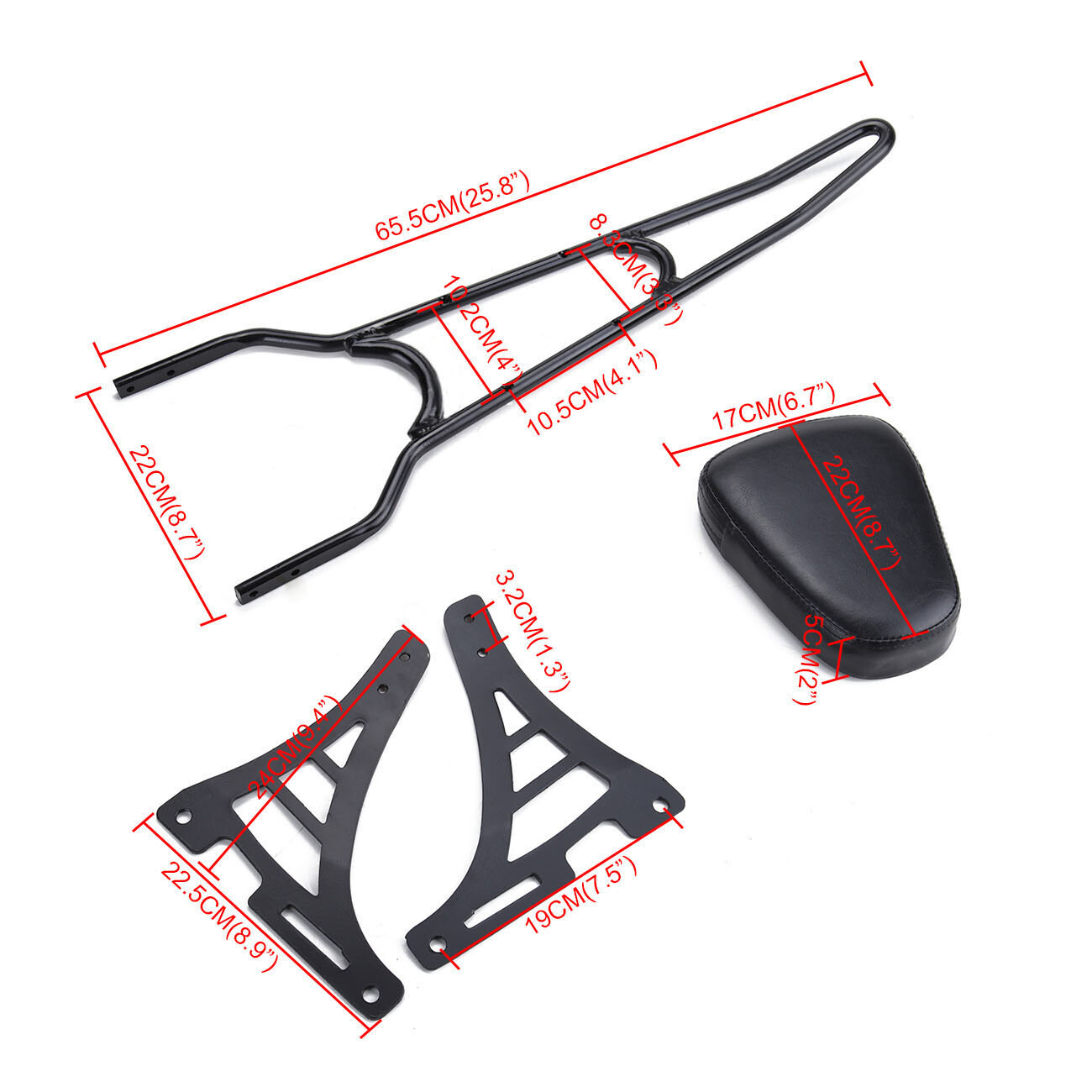 Passenger Backrest Sissy Bar w/ Pad Fit For Harley Sportster XL883 XL1200 2004+