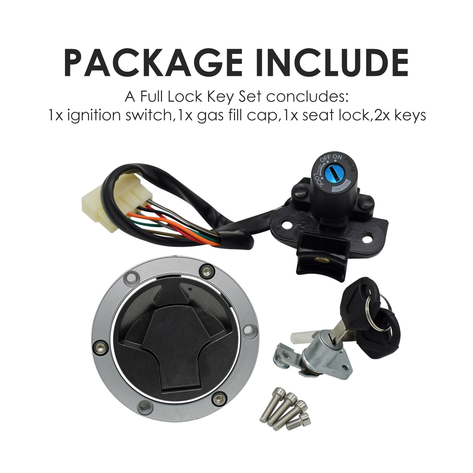 For Kawasaki Ninja 250R 300 2008-2015 Ignition Switch Lock Gas Cap Seat Lock Set