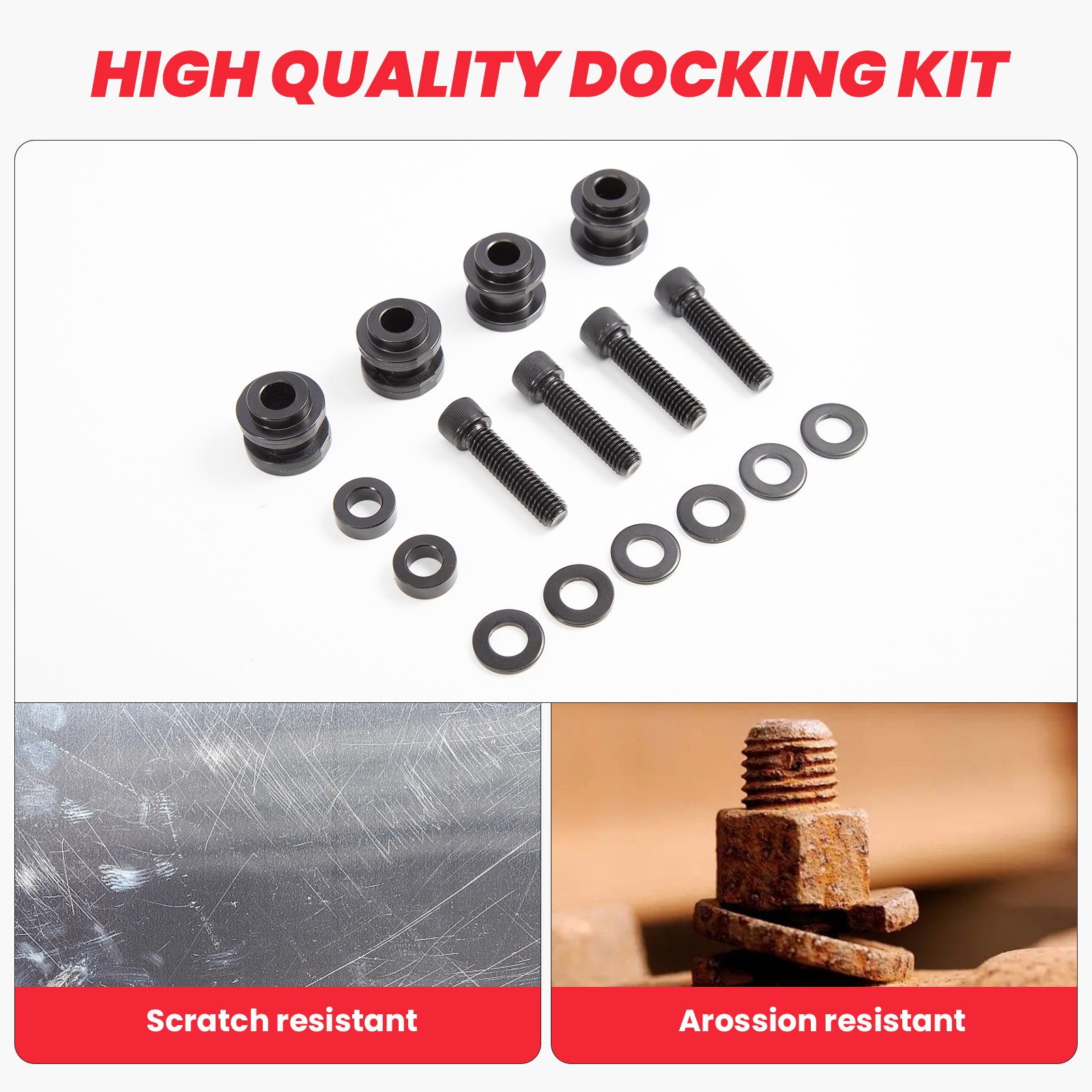 Black HoldFast Sissy Bar Docking Hardware Kit for Harley 2018-2025 Models