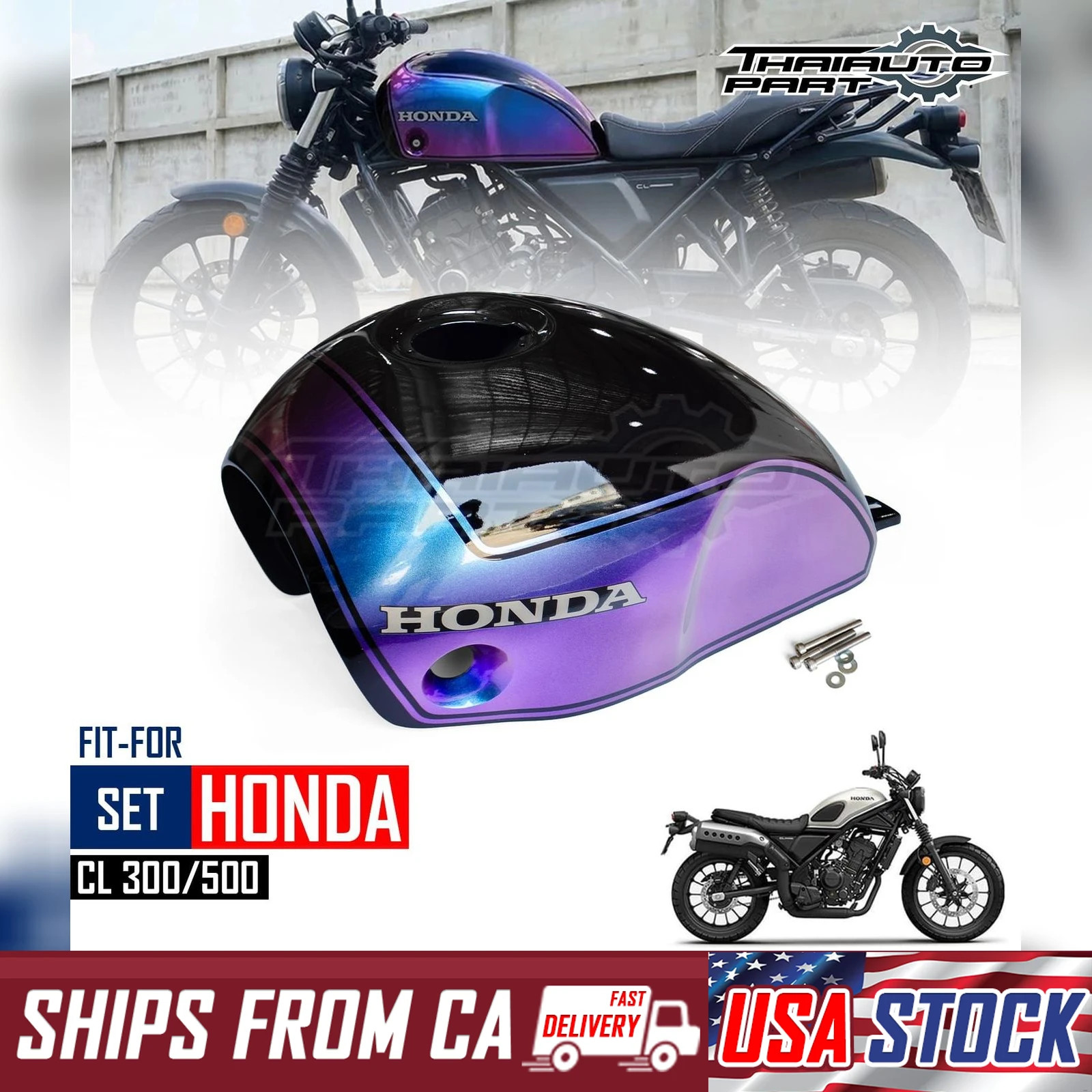 Cover Fuel Oil Tank Purple Effect ABS For Honda SCL CL300 CL500 2023-2025