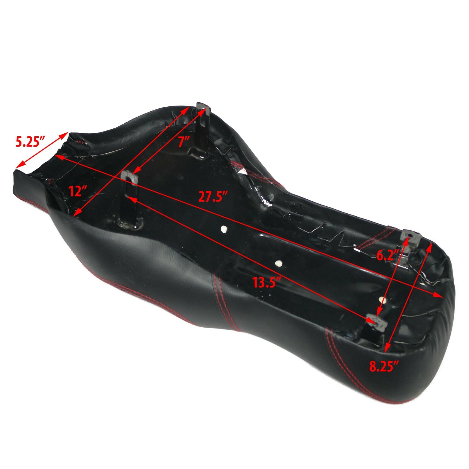Fits Royal Enfield Classic Dual Seat Assembly Black Leatherite Red Stitching ECs