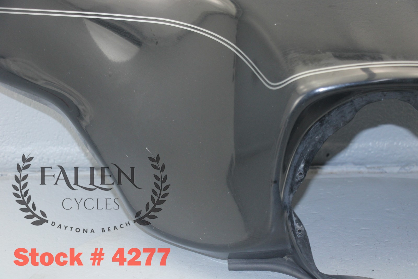 2008 Harley Electra Glide Front Outer Fairing VIVID BLACK SILVER STRIPES #4277