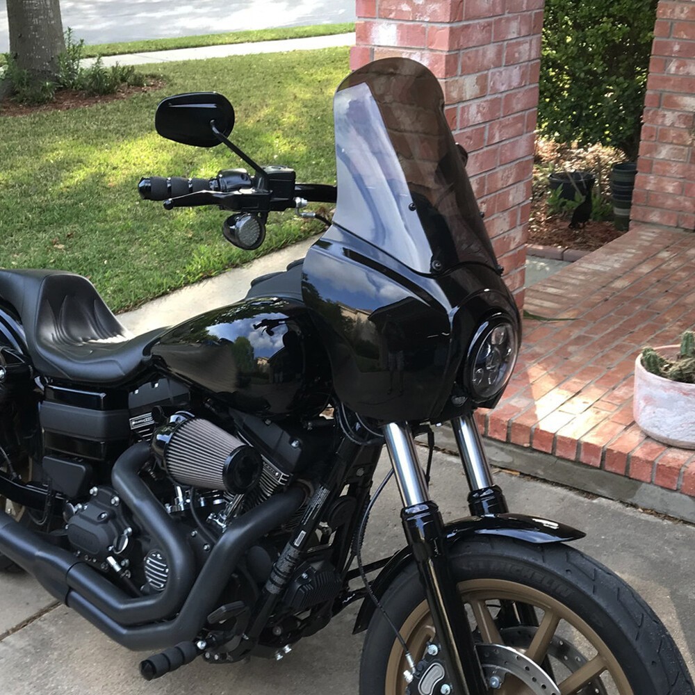 Front Smoke Quarter Black Fairing For Harley Club Style Dyna Street Bob FXDB.