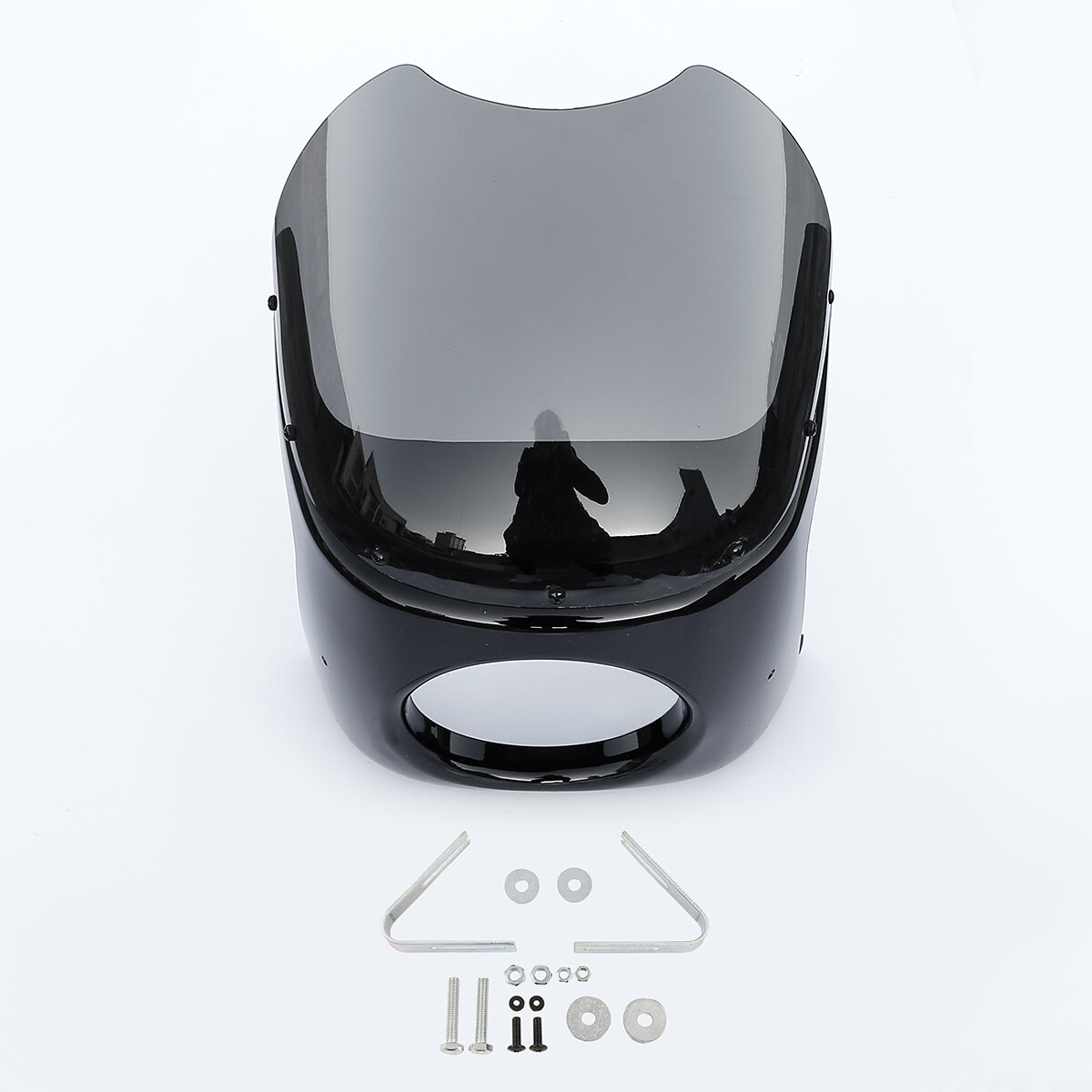 Motorcycle 7″ Round Headlight Headlamp Light Fairing Smoke Windshield Windscreen