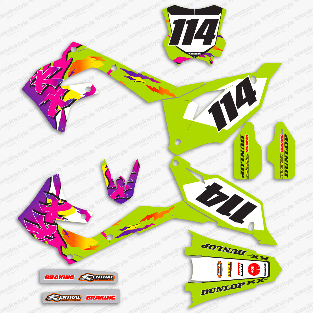 Graphics Decal Kit For Kawasaki KX 85 100 (2014 – 2019) KX 85 100 Retro kawi kit