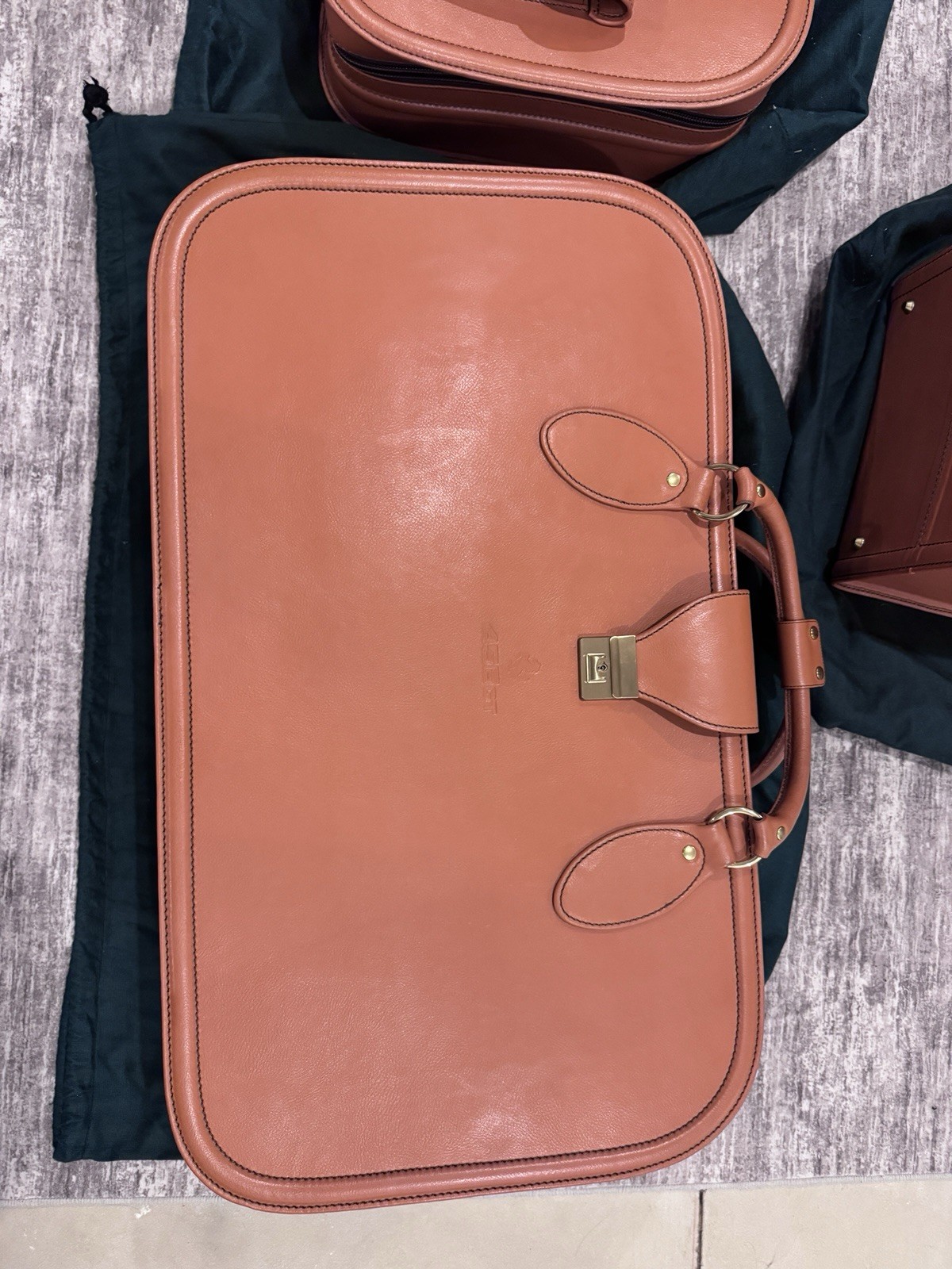 Ferrari 456 GT Schedoni 3-Piece Tan Leather Luggage Set OEM w/ Dust Bags Key