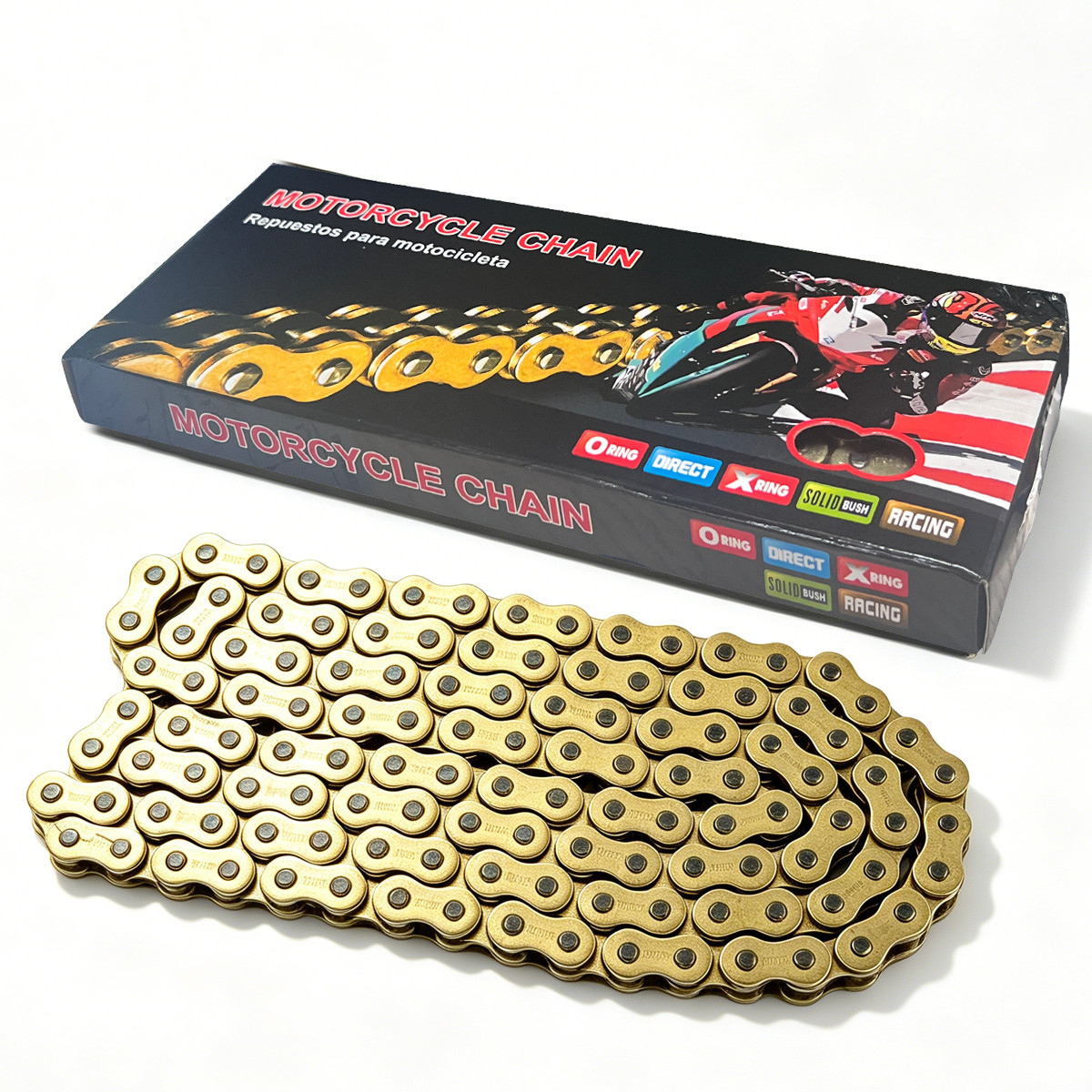 Motorcycle O-Ring Drive Chain Universal For Most Motorcycles 520-Pitch 120-Links