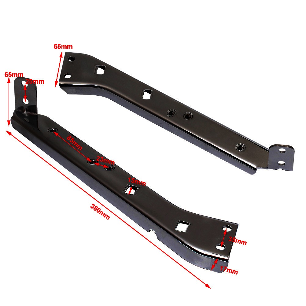 2x Black Saddlebag Rail Support Brackets for Harley Touring FLT FLHT 1985-2008