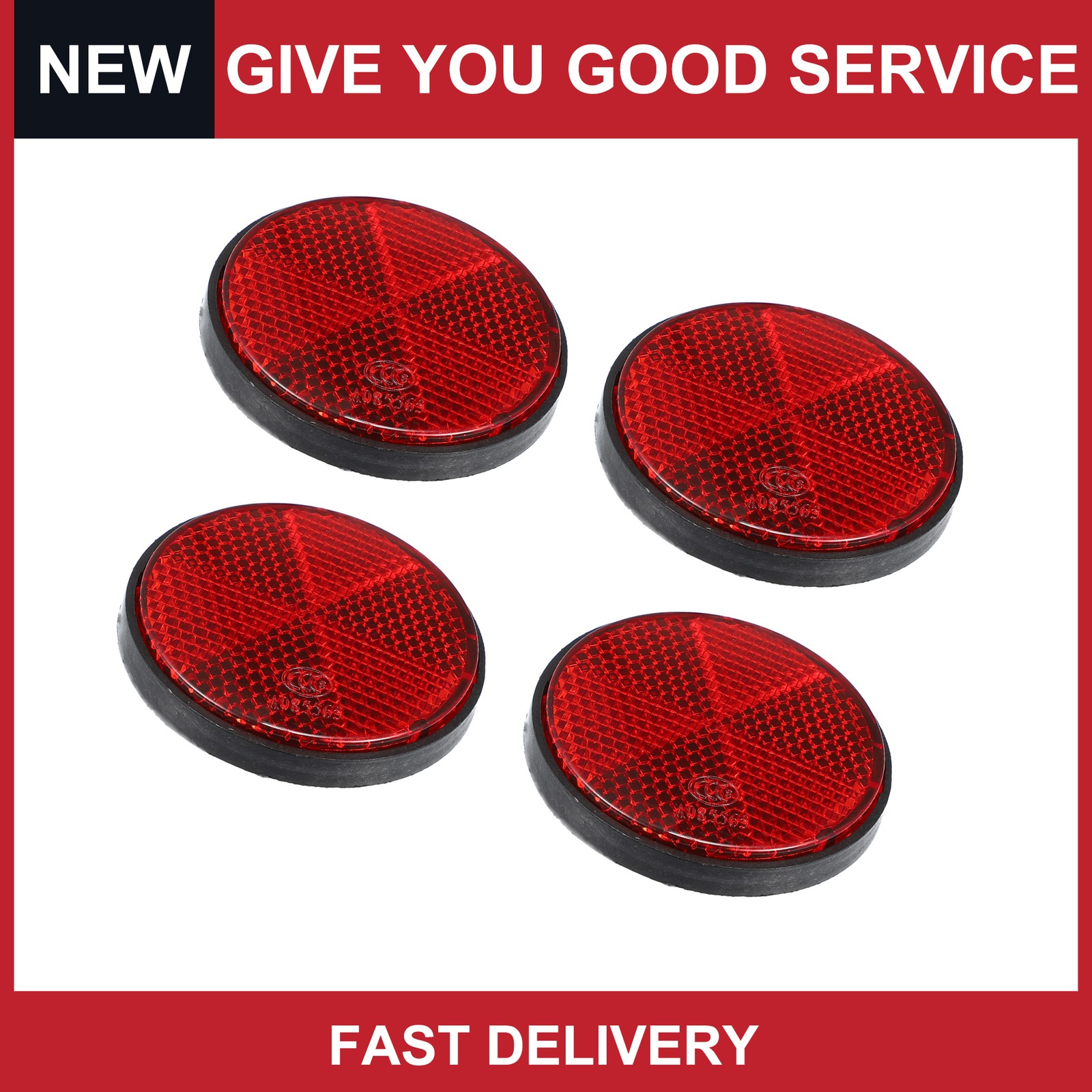 Universal Motorcycle M6 x 1.0 Red Screw Reflective Warning Reflector Pack of 4