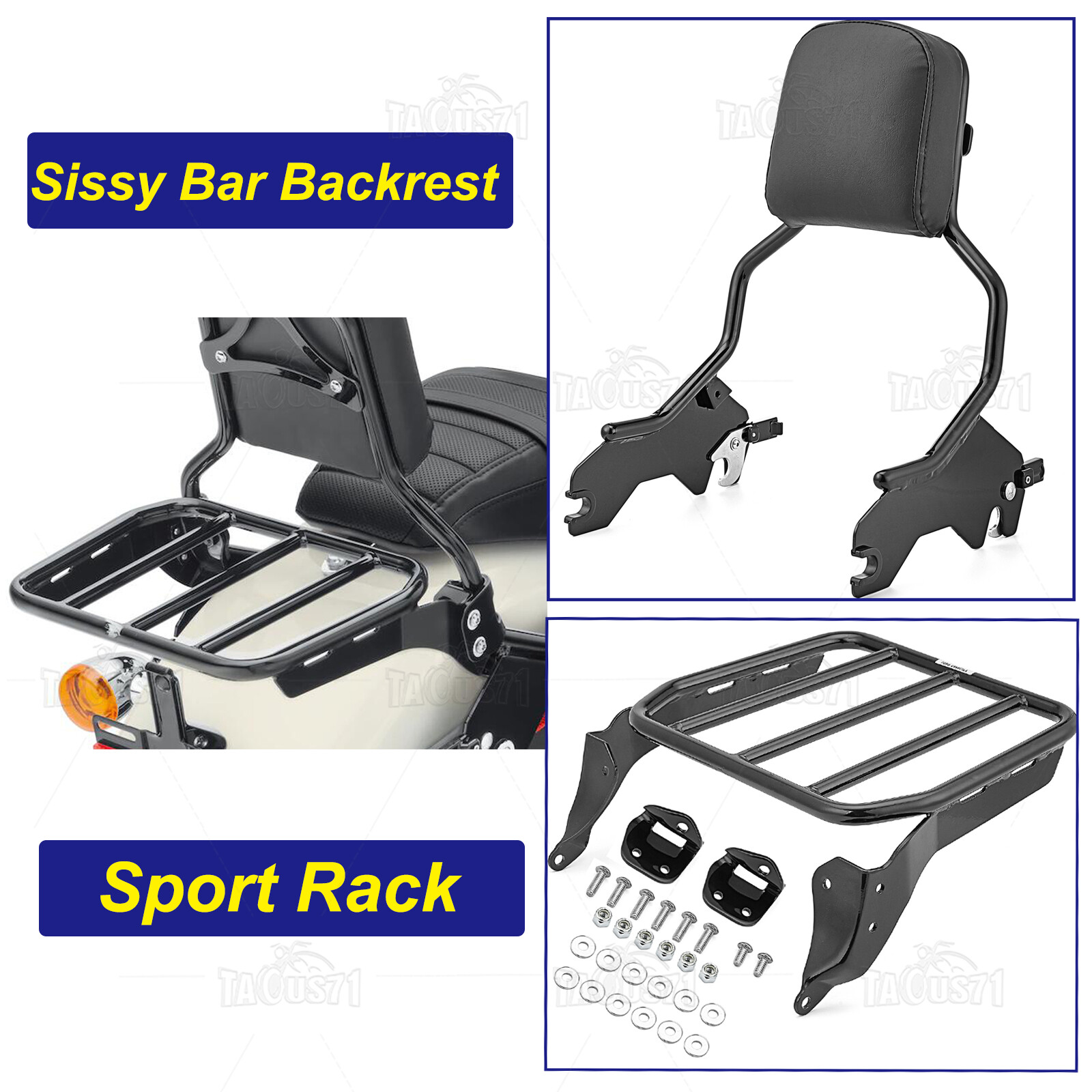 Holdfast Backrest Sissy Bar+Sport Luggage Rack For Harley Low Rider Sport Glide