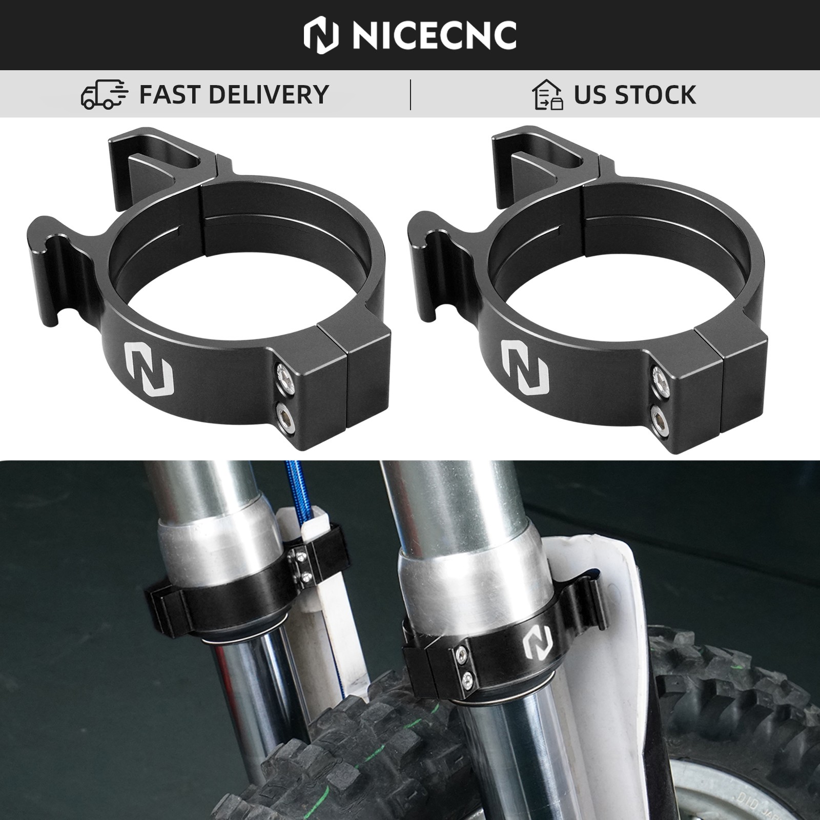 NICECNC Front Fork Guard Guides Clamp For Yamaha YZ85 2002-2018 YZ80 1993-2001