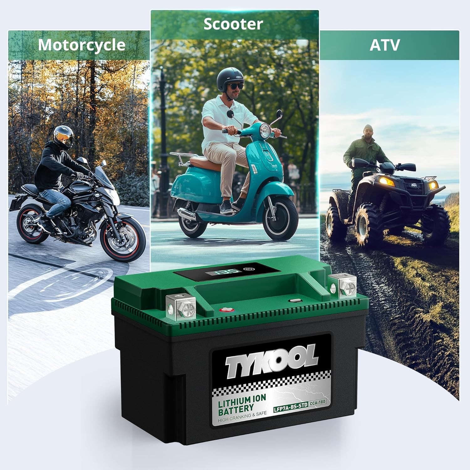 Durable 180CCA Lithium Battery with Smart Digital Readout for Off-Road Vehicles
