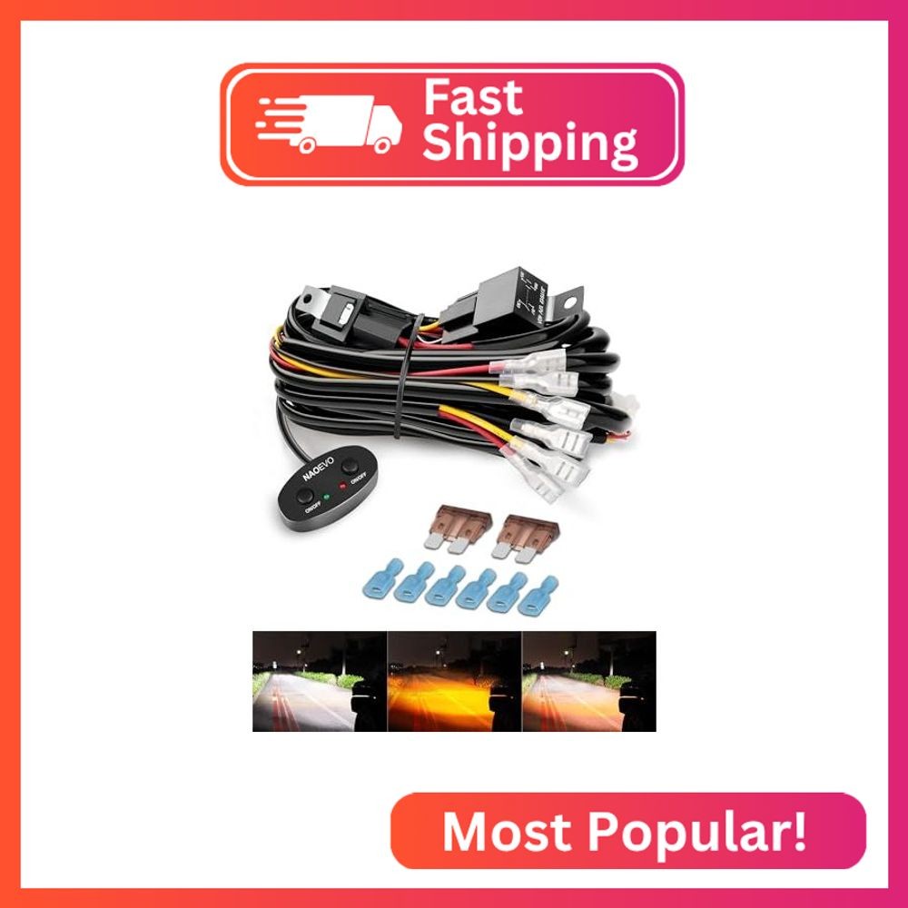 NAOEVO 18 AWG LED Light Bar Wiring Harness, Dual-Color 2-Lead Wire, 8.5FT