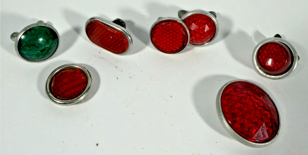 Vintage License Plate Bicycle Motorcycle Reflectors Set of 7 Various Styles