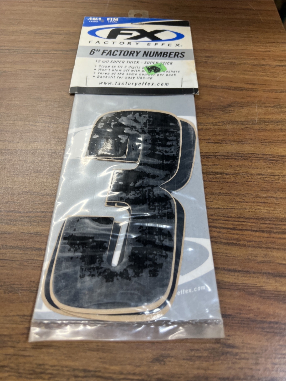 Factory Effex FX 6”Factory Black Number 3 3 Pack 08-90043 12 Mil