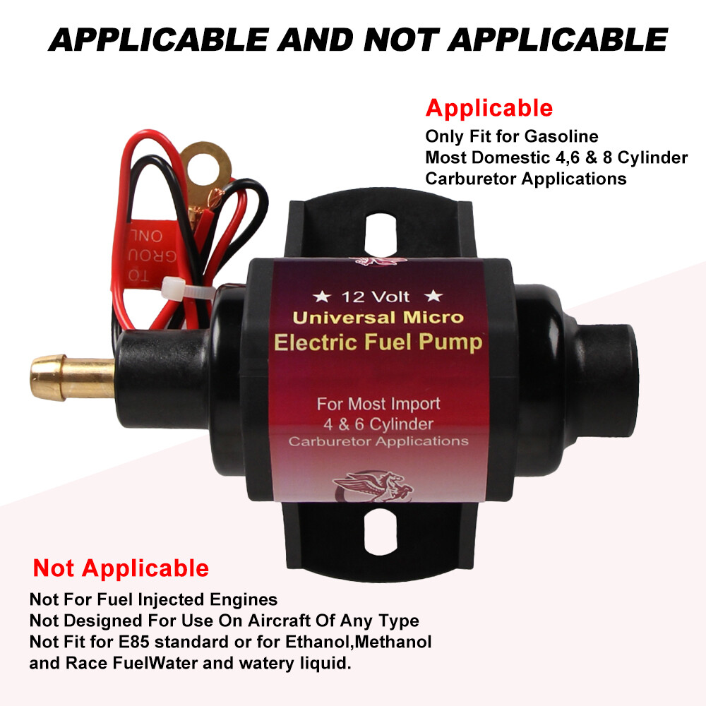 42S 12V 42S Universal Electric Fuel Pump Applications 42 GPH 2-3.5PSI 5/16 Inch