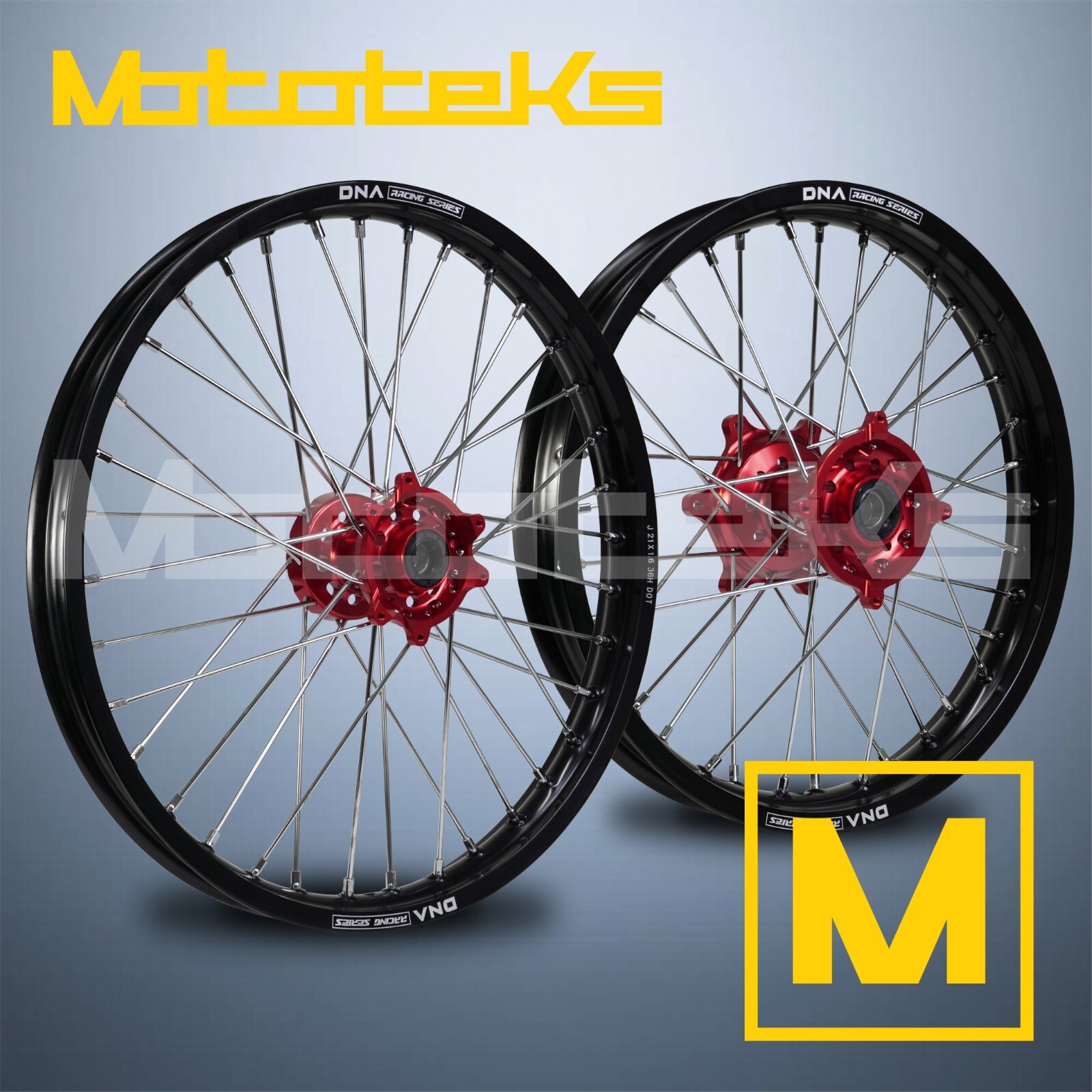 HONDA CRF450R CRF250R MX WHEEL SET DNA 21″ 19″ WITH CNC BILLET ALUMINUM HUB