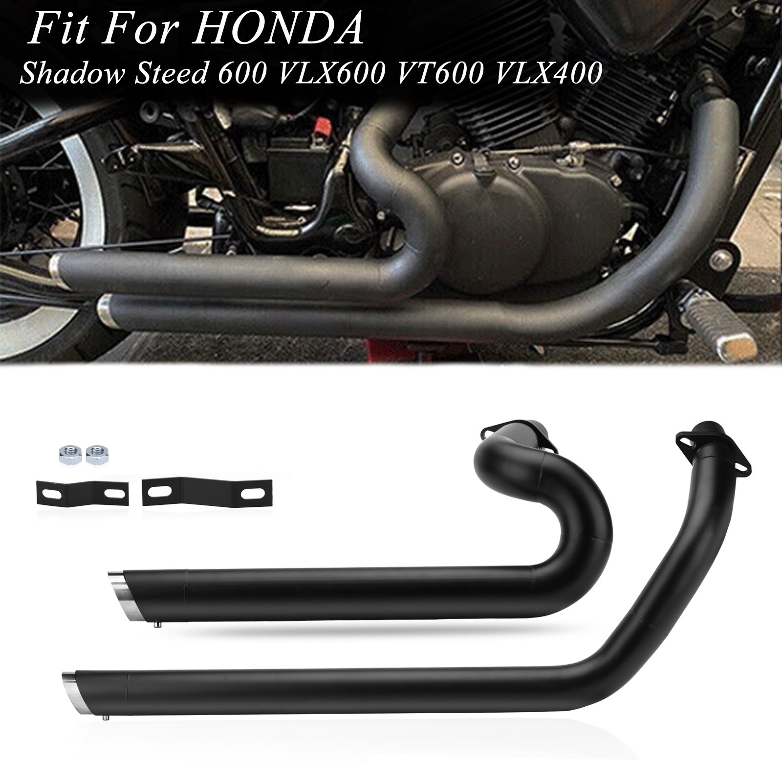 Shortshots Staggered Exhaust Pipe System For Honda Shadow VLX 600 VT600C VT600CD
