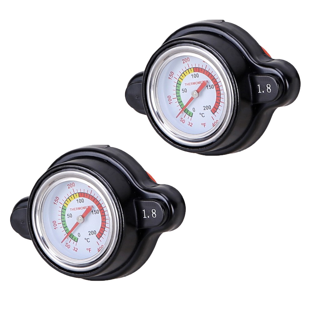 2X High Pressure Radiator Cap with Temperature Gauge 1.8 Bar Digital Indication