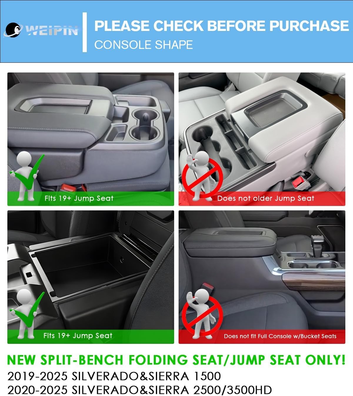 Center Console Tray 2019-2026 Chevy Silverado 1500 2020-2026 Silverado 2500HD 35
