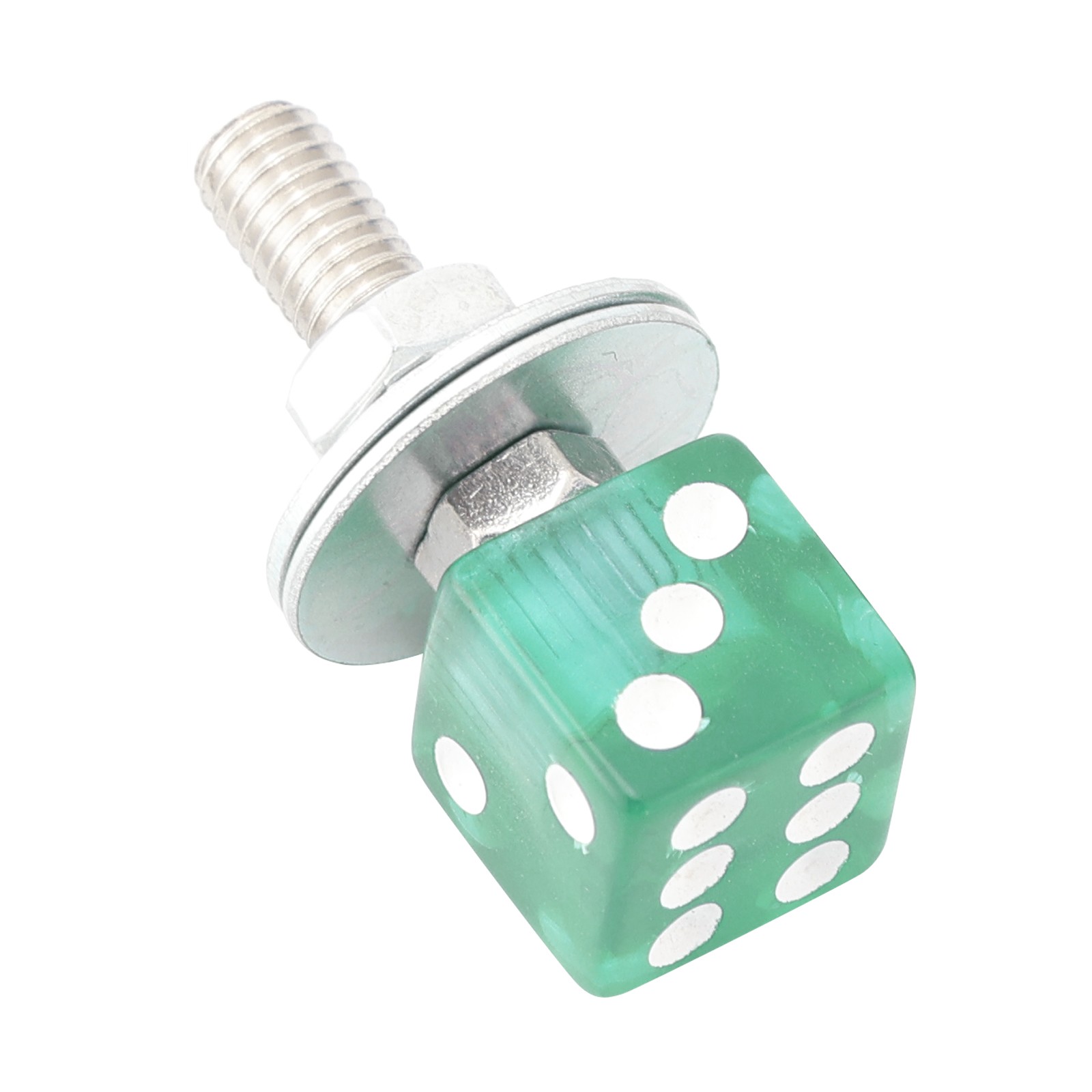 4x Motorcycle Bike Plastic Green Dice License Plate Bolt On Screw On Frame Nut
