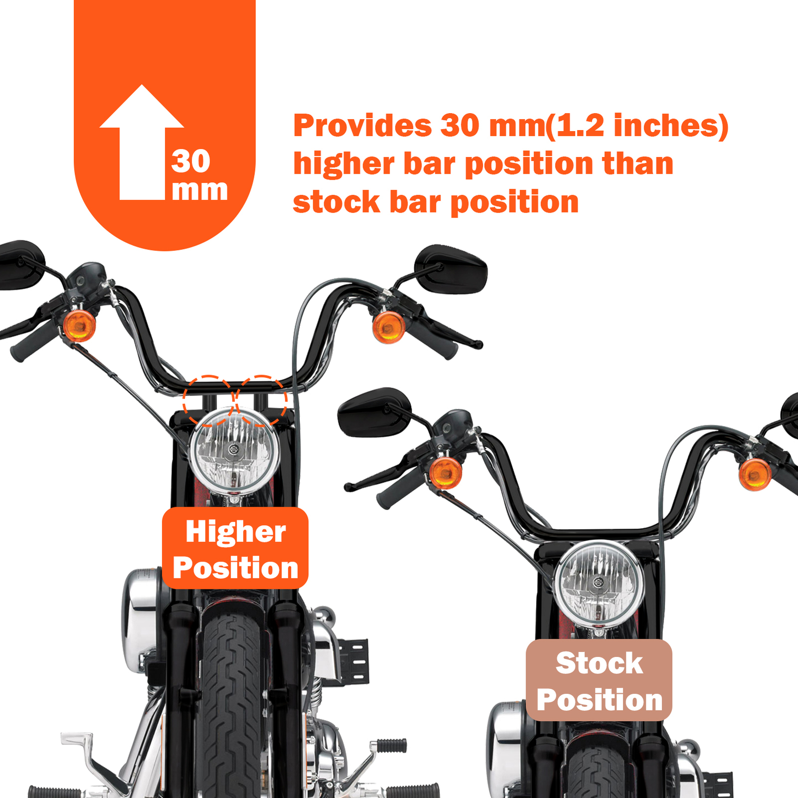 Black Handlebar Clamp Risers 7/8″ Bars 30mm Height For YAMAHA TW200 1987-2024