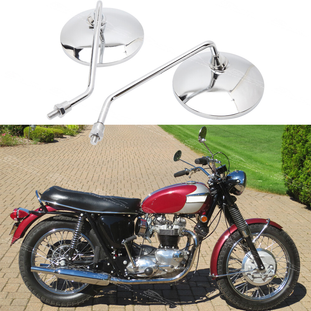 2x 10mm Chrome Motorcycle Rearview Mirrors Round For Triumph Bonneville 650 750