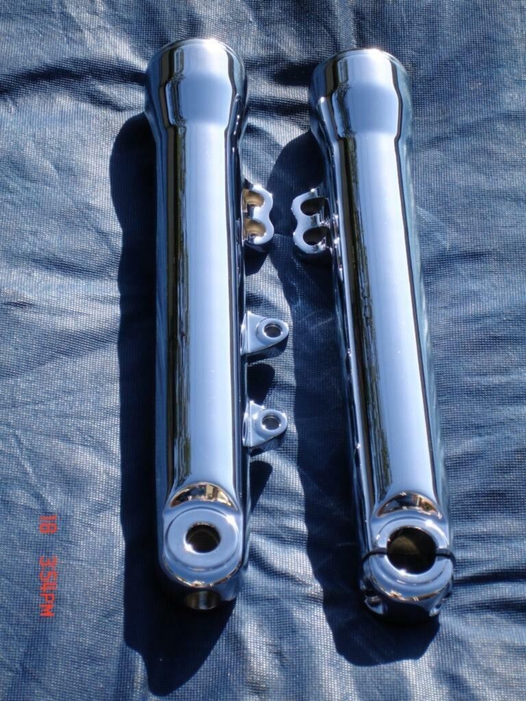 06-up Harley Chrome Fork Sliders Legs 4 Dyna Street Bob Super Glide Exchange Pro