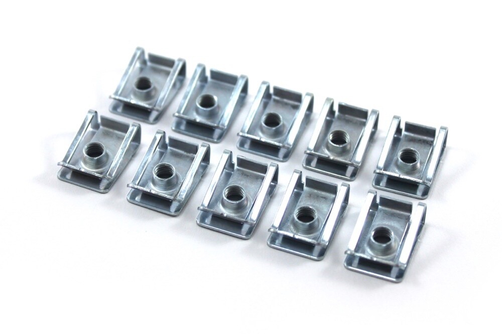 10x m5 Threaded Metal Clips Fairing Panel Slide On Captive U Nut Motorcycle Nuts