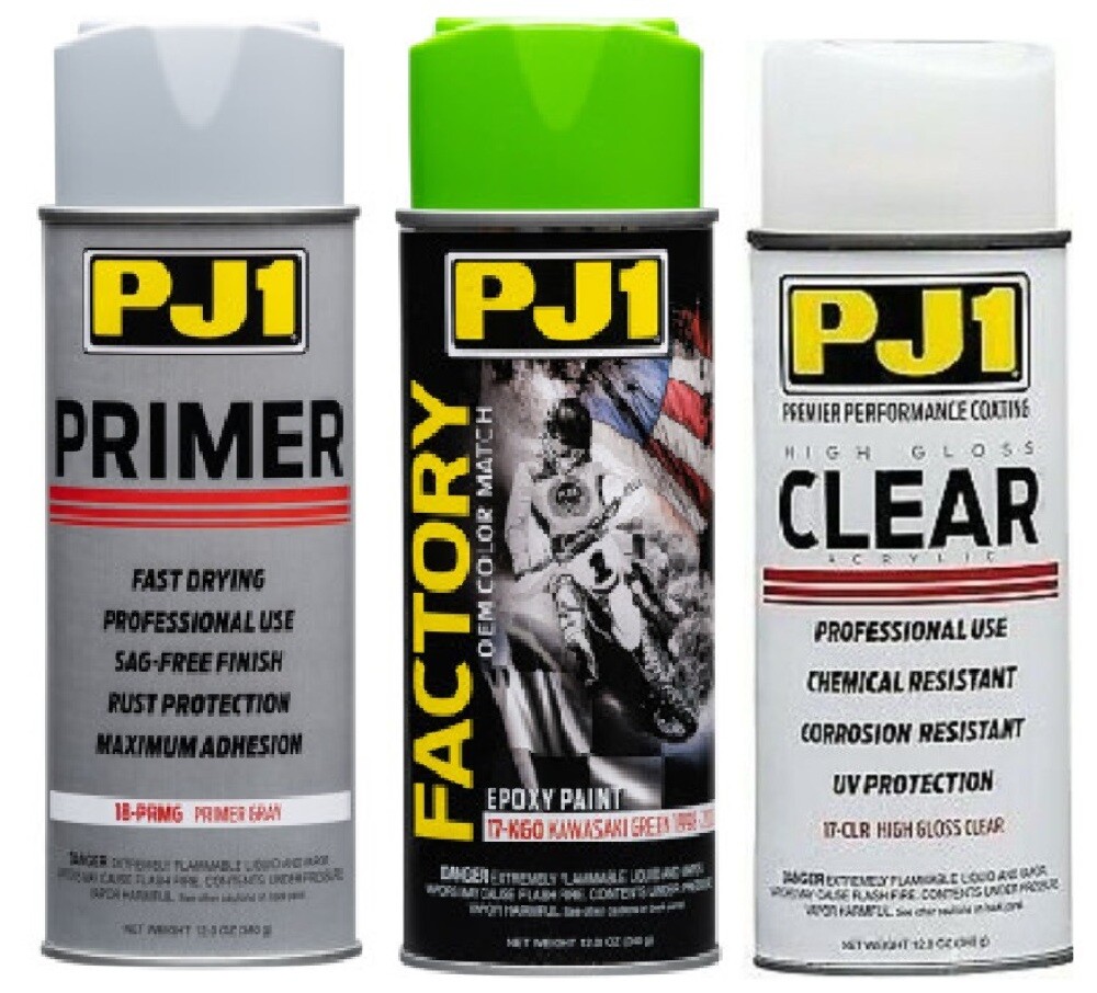 PJ1 Kawasaki KX Green OEM Color Match Frame Kit – Paint, Primer & Clear Coat