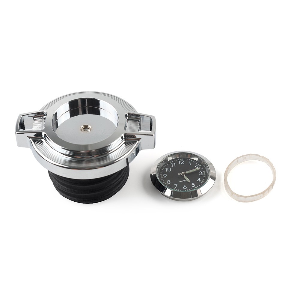 Fuel Gas Tank Oil Cap Cover W/ Clock Fit For Harley Sportster 883 Softail Dyna