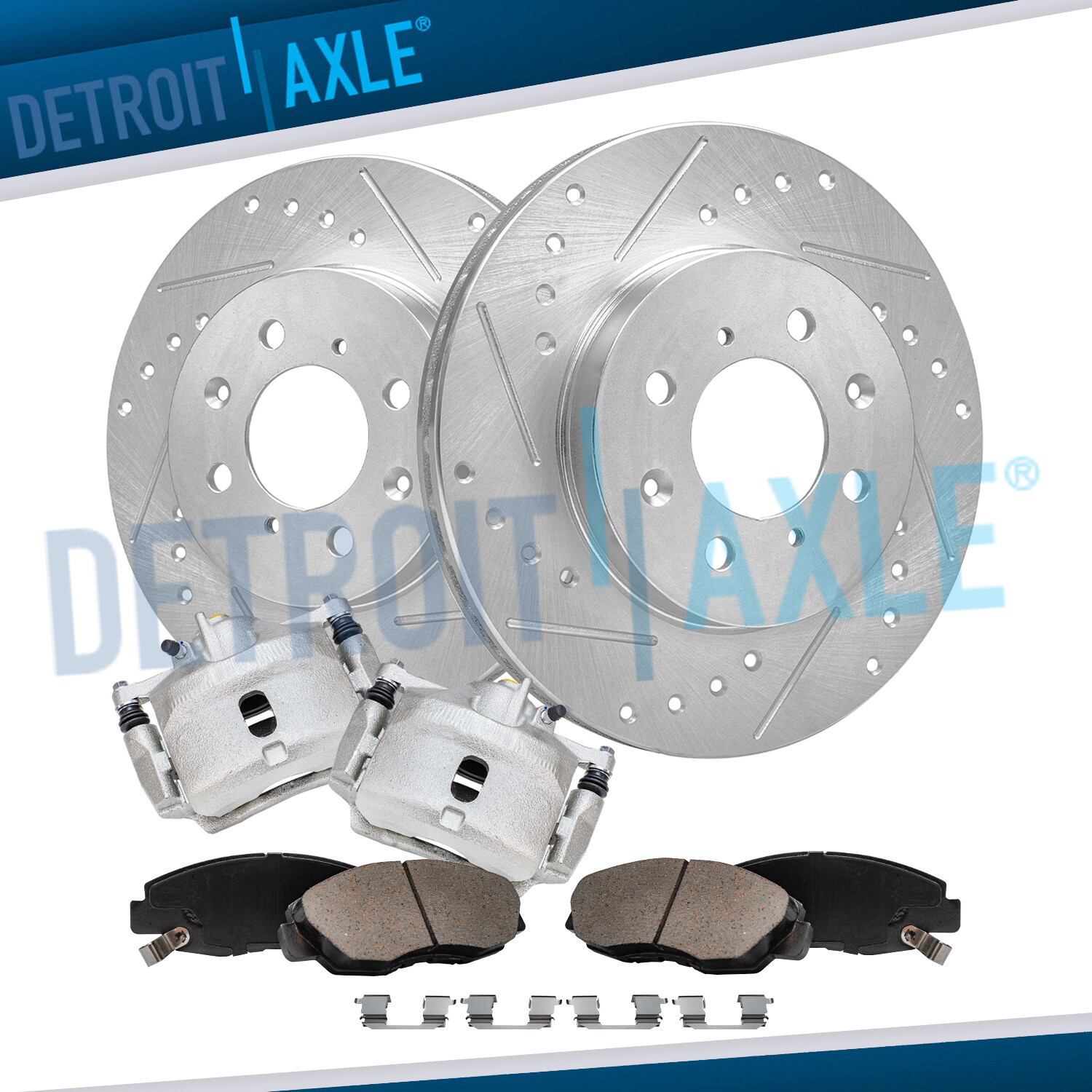 Front Drilled Rotors & Calipers Brake Pads Kit for Honda Civic Insight Acura EL