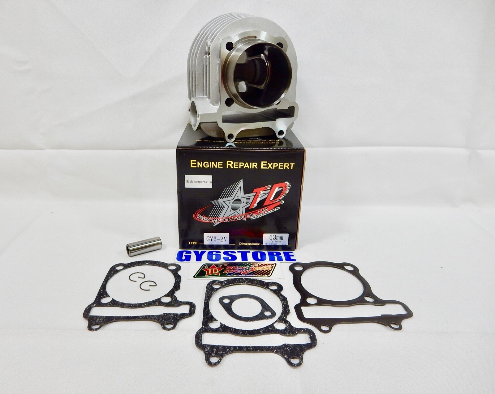 TAIDA 180cc – 206cc (63mm BORE) GY6 CYLINDER SET WITH *57mm SPACING* DOME CAST