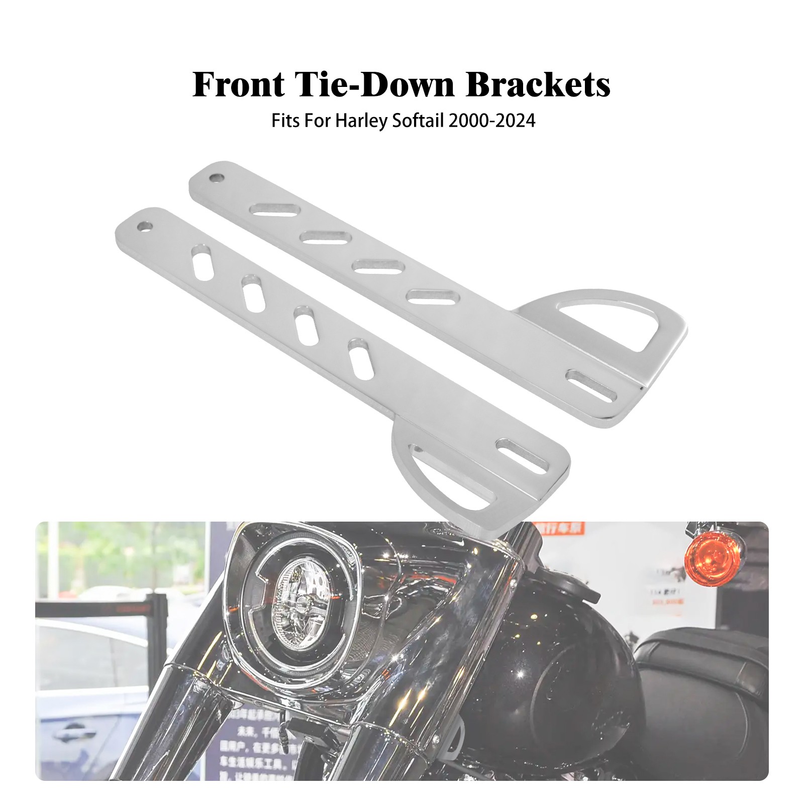 Chrome Front Fork Tie Down Brackets Mounting Holder Fit For Harley Softail 00-24