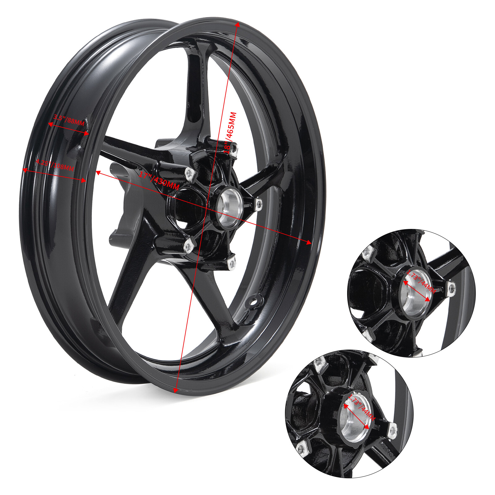 17″x3.5″ Tubeless Front Wheel Rim for Yamaha YZF R1 R6 R6S 06-09 07 08 FZ1 FZ6