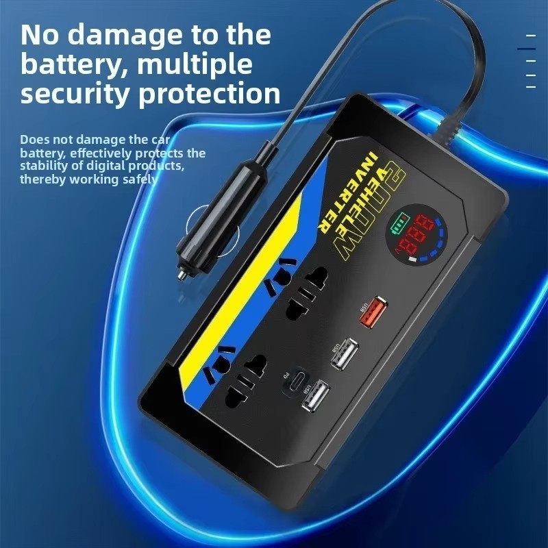 12V 24V DC Car Inverter 200W to 110V 220V AC with 3 USB Ports for Fast Charging