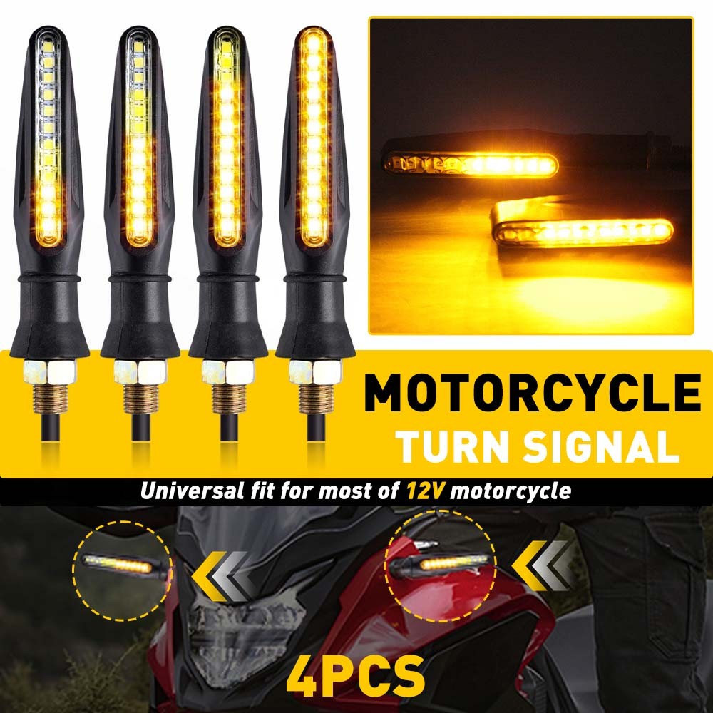 Universal Motorcycle 12 LED Turn Signal Indicator Blinker Amber Light Dynamic AA